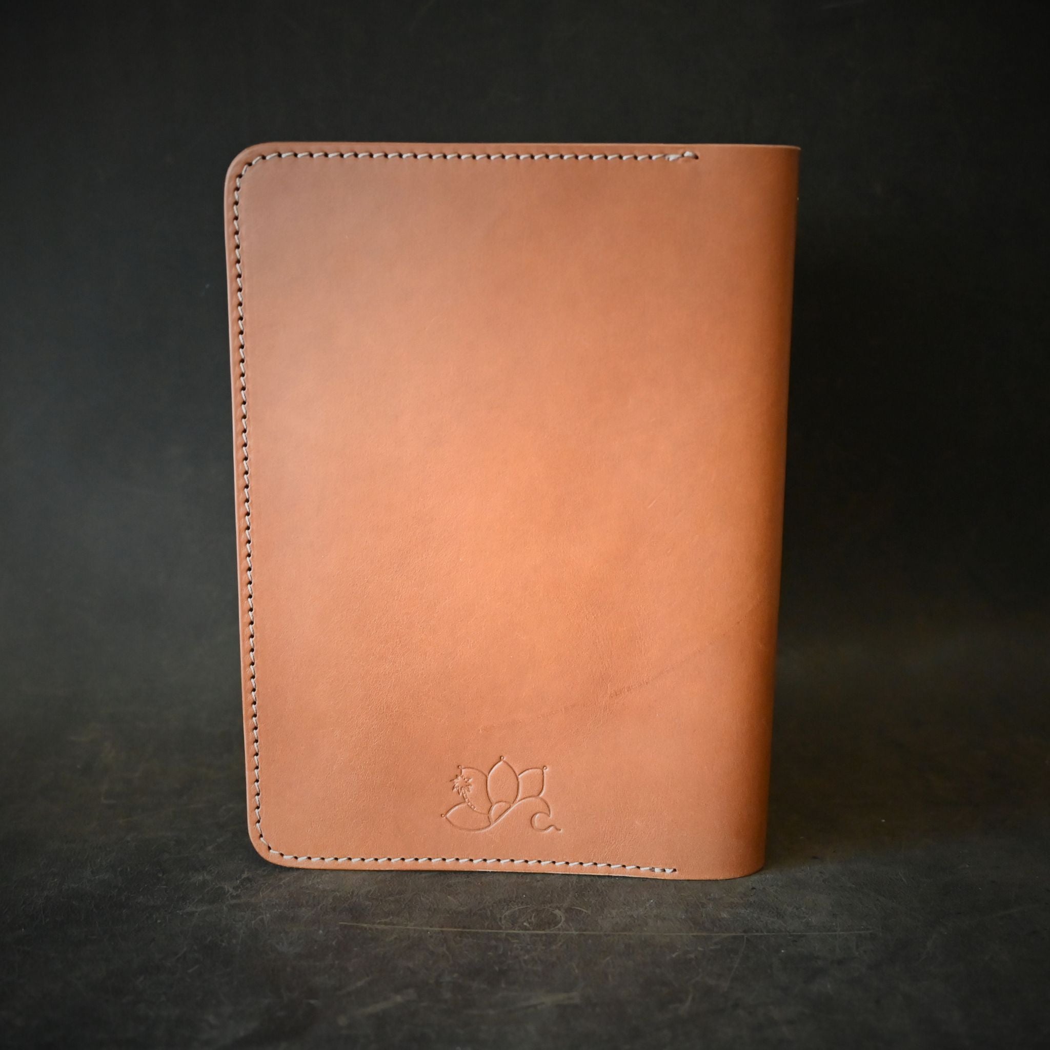 A5 Leather Notebook Cover Tan with Mandala Stamp