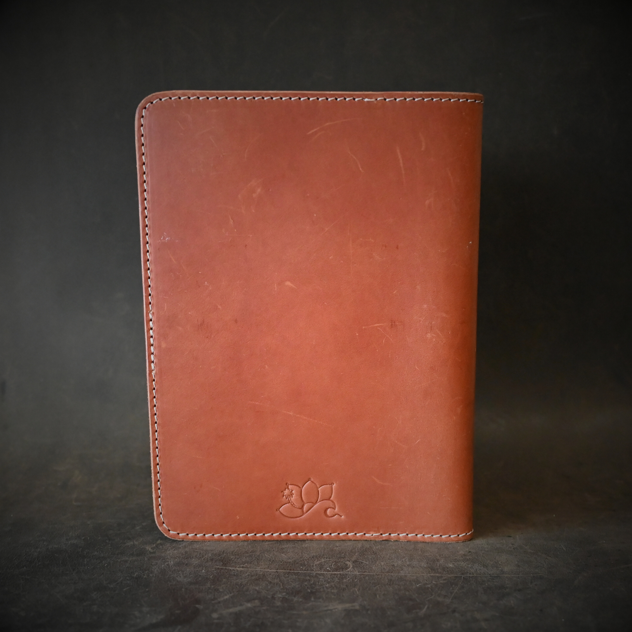 A5 Leather Notebook Whiskey with Mandala Stamp