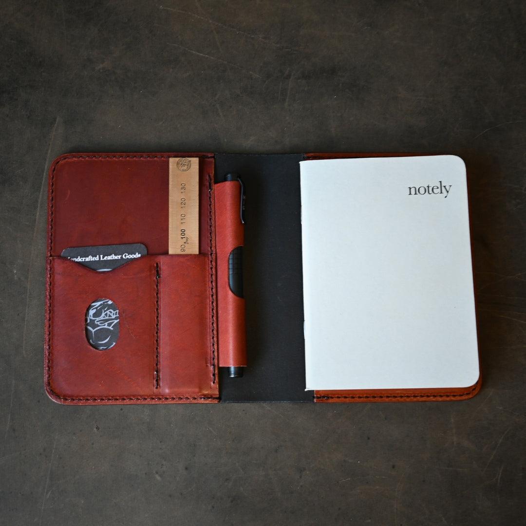 A6 Leather Notebook Cover Black with Whiskey Internals