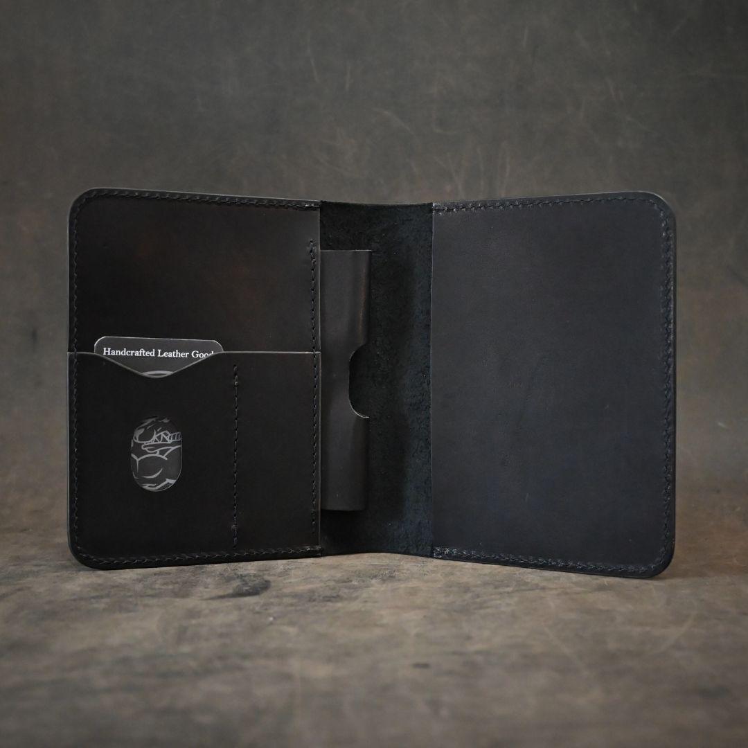 A6 Soft Leather Notebook Cover Black on Black