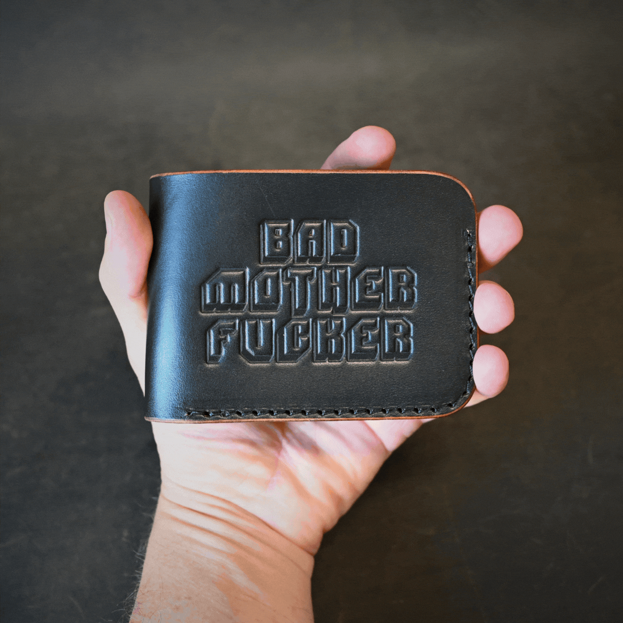 Bad Mofo Themed Bifold Wallet Ghost Leather Saddle Tan