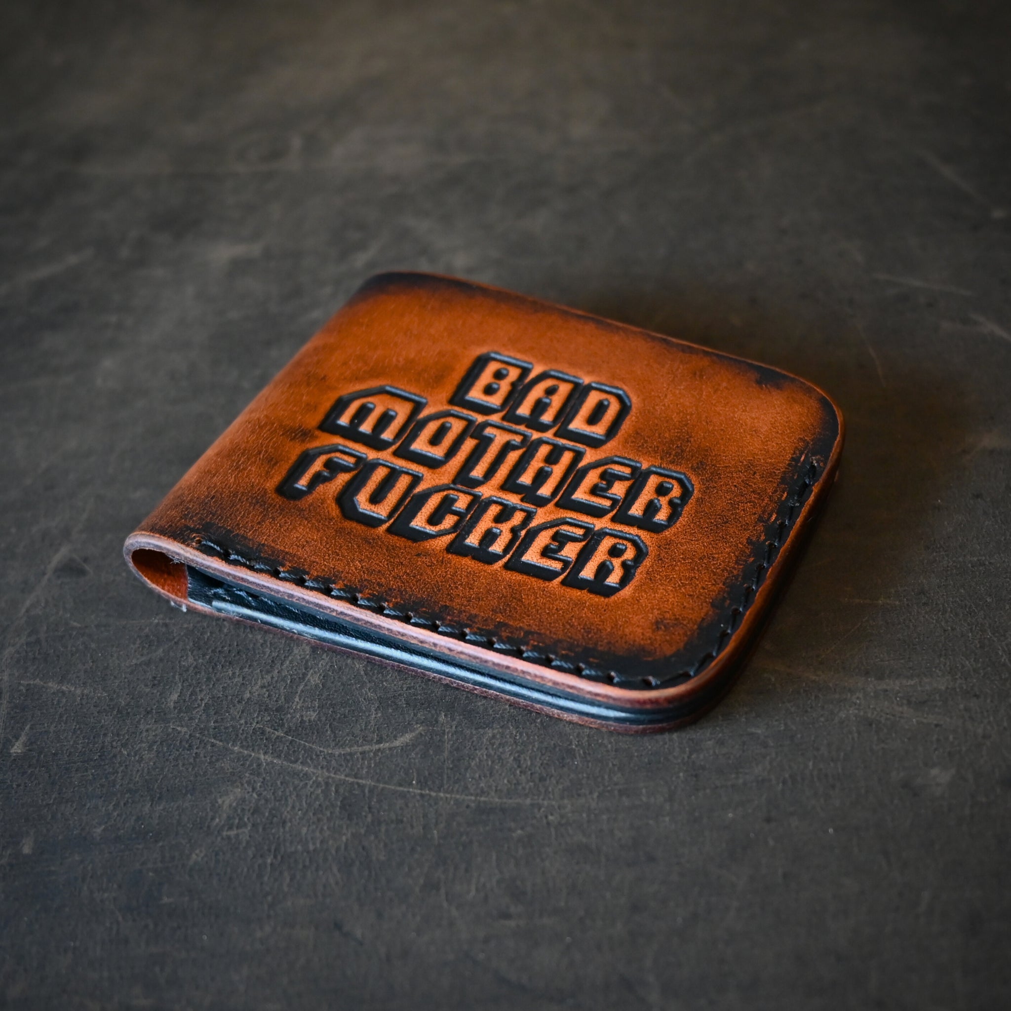 Bad Mofo Themed Bifold Wallet Ghost Leather Saddle Tan
