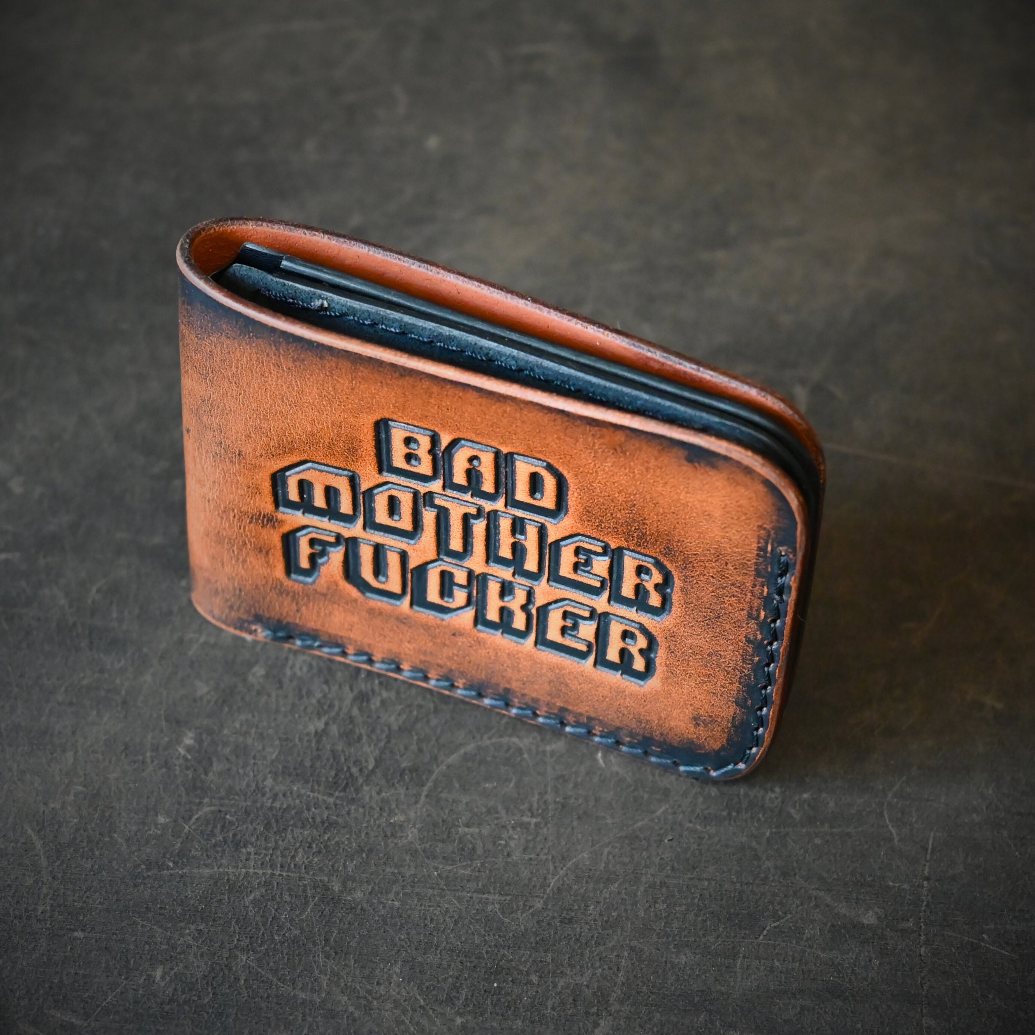 Bad Mofo Themed Bifold Wallet Ghost Leather Saddle Tan