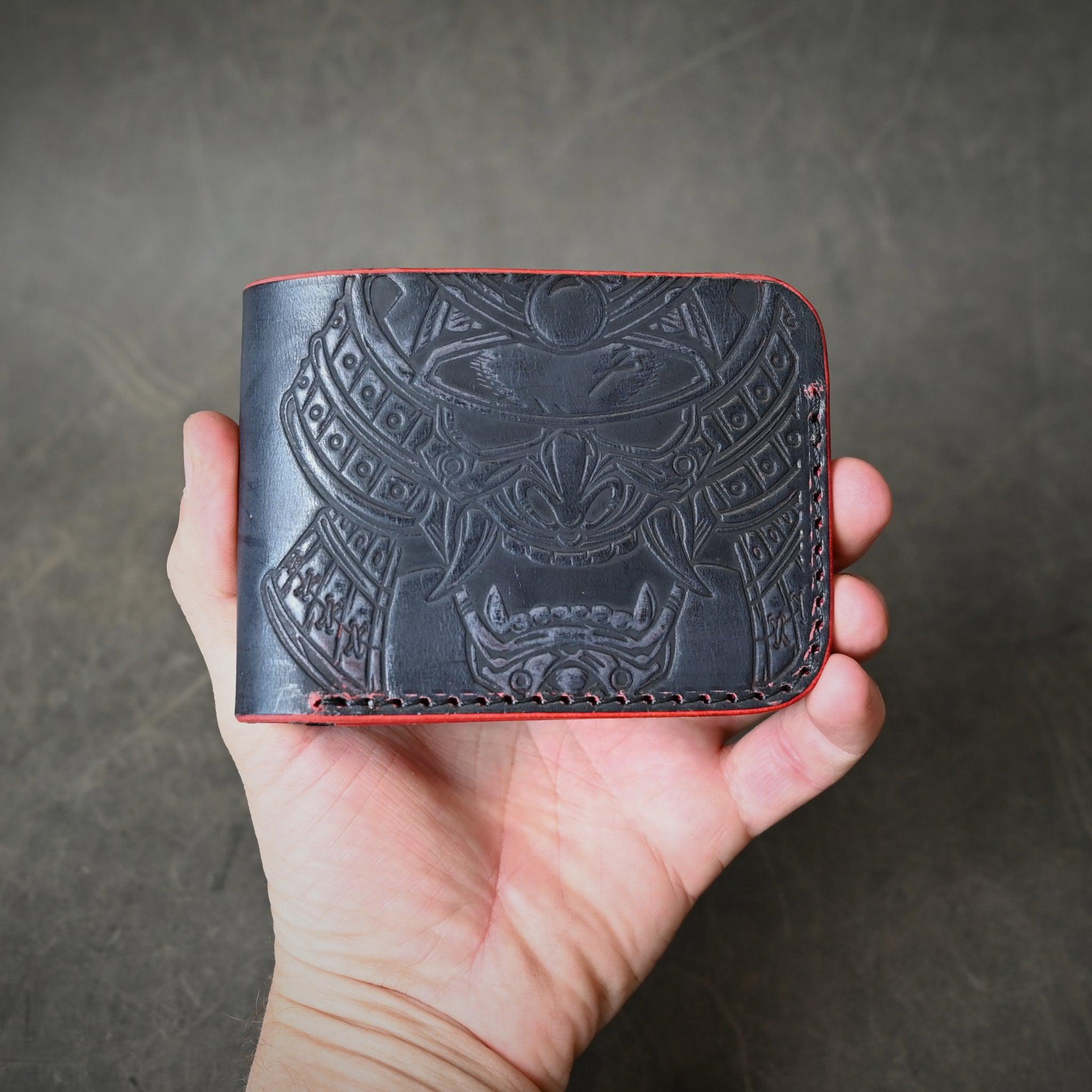 Bifold 2.0 Leather Wallet - Black Cherry Ghost Samurai Mask