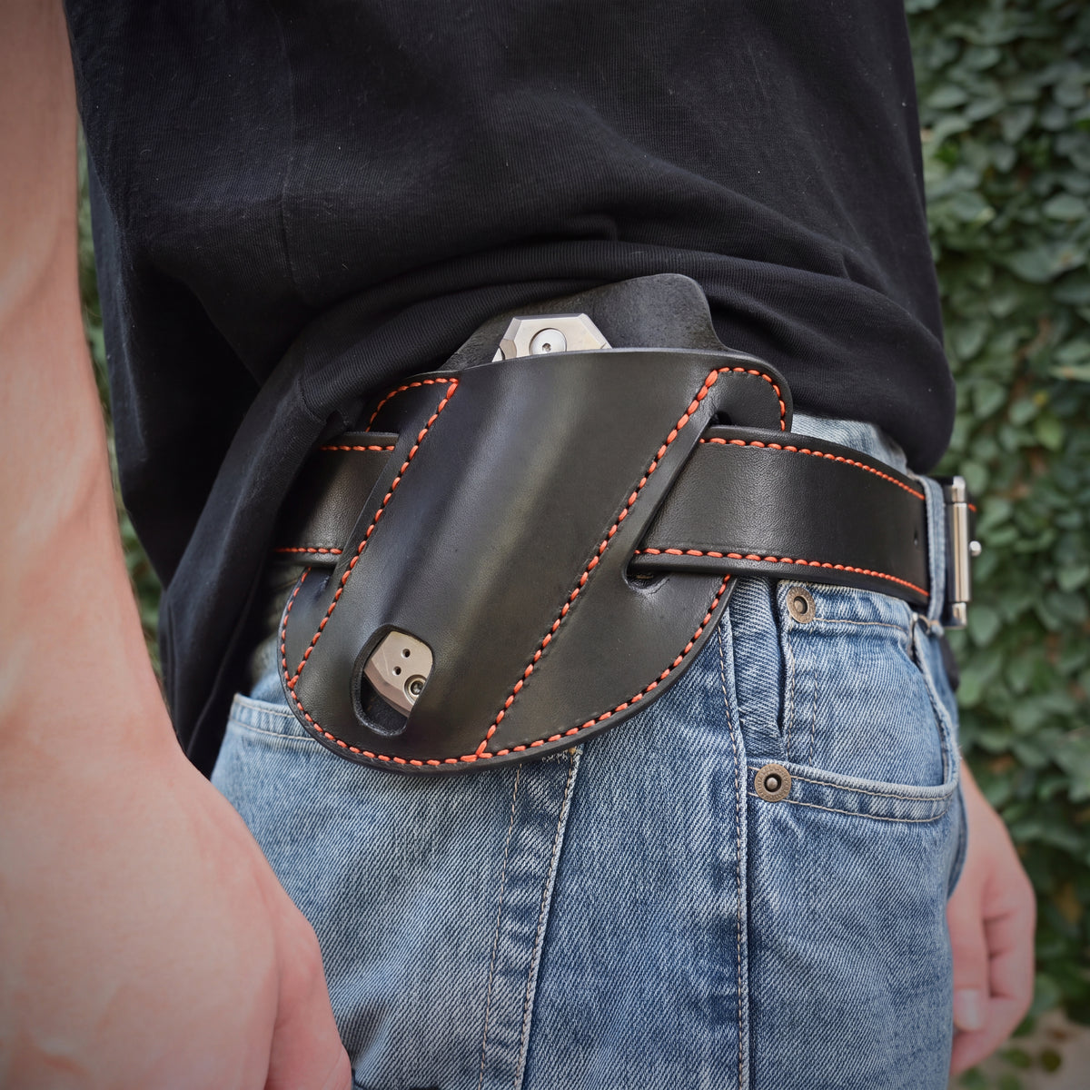 Canted Leather Pancake Holster Black & Orange