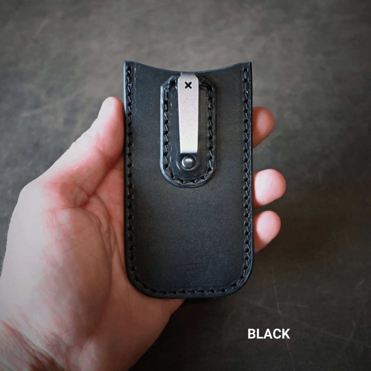 Clipped Leather Pocket Slip