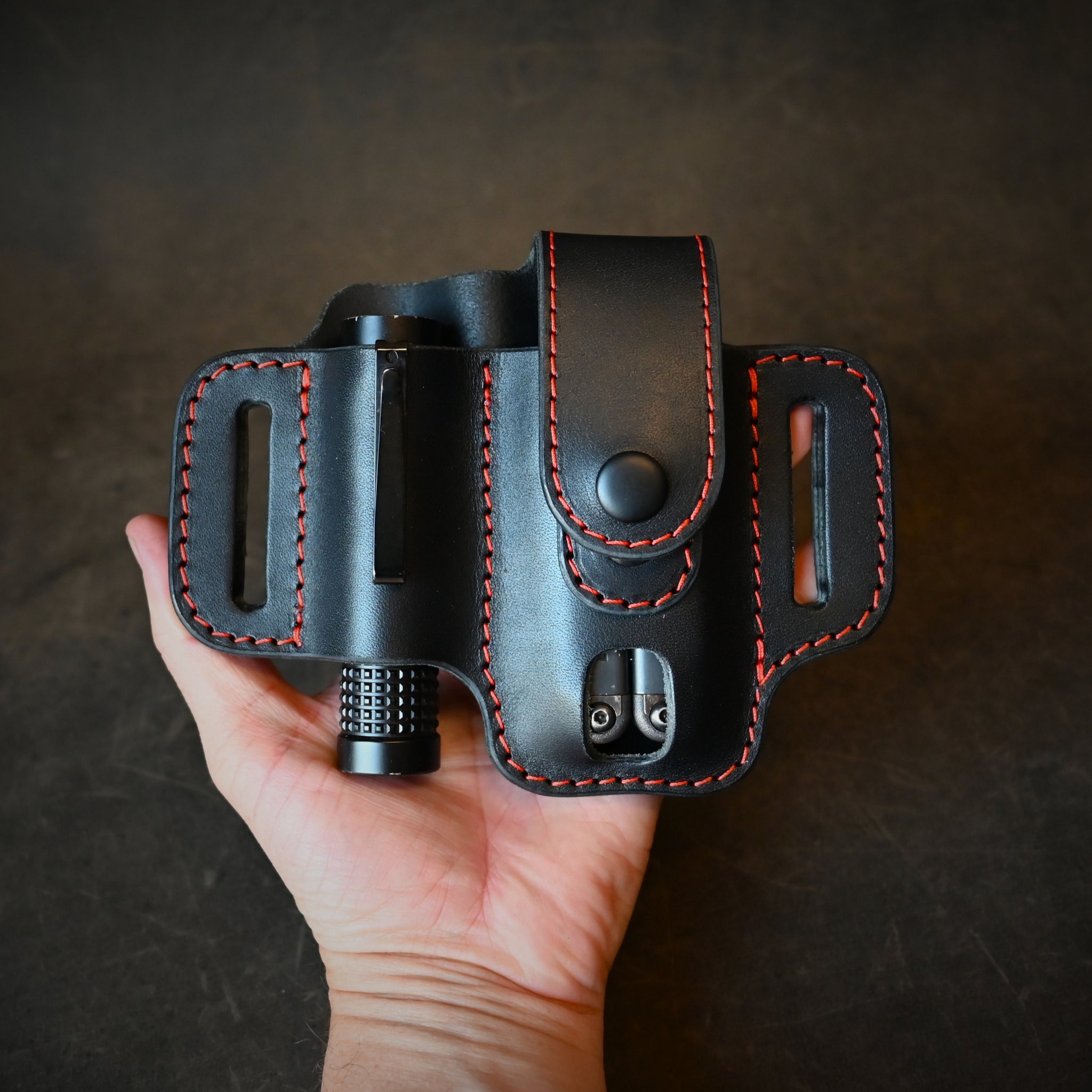 Compact Duo EDC Pancake Holster With Keeper Black & Orange