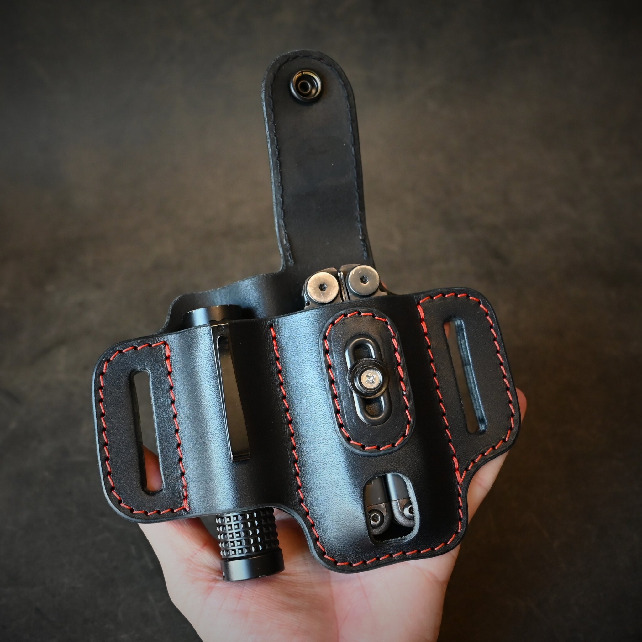 Compact Duo EDC Pancake Holster With Keeper Black & Orange