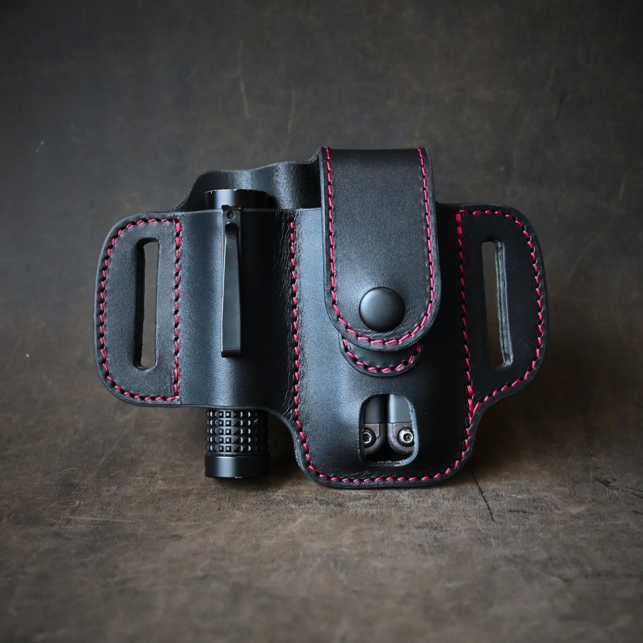 Compact Duo EDC Pancake Holster With Keeper Black & Red