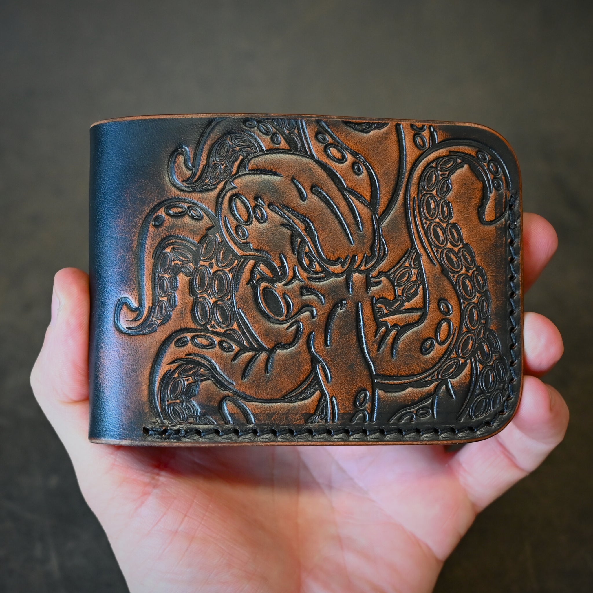 Ghost Leather Octopus Themed Bifold 2.0 Leather Wallet