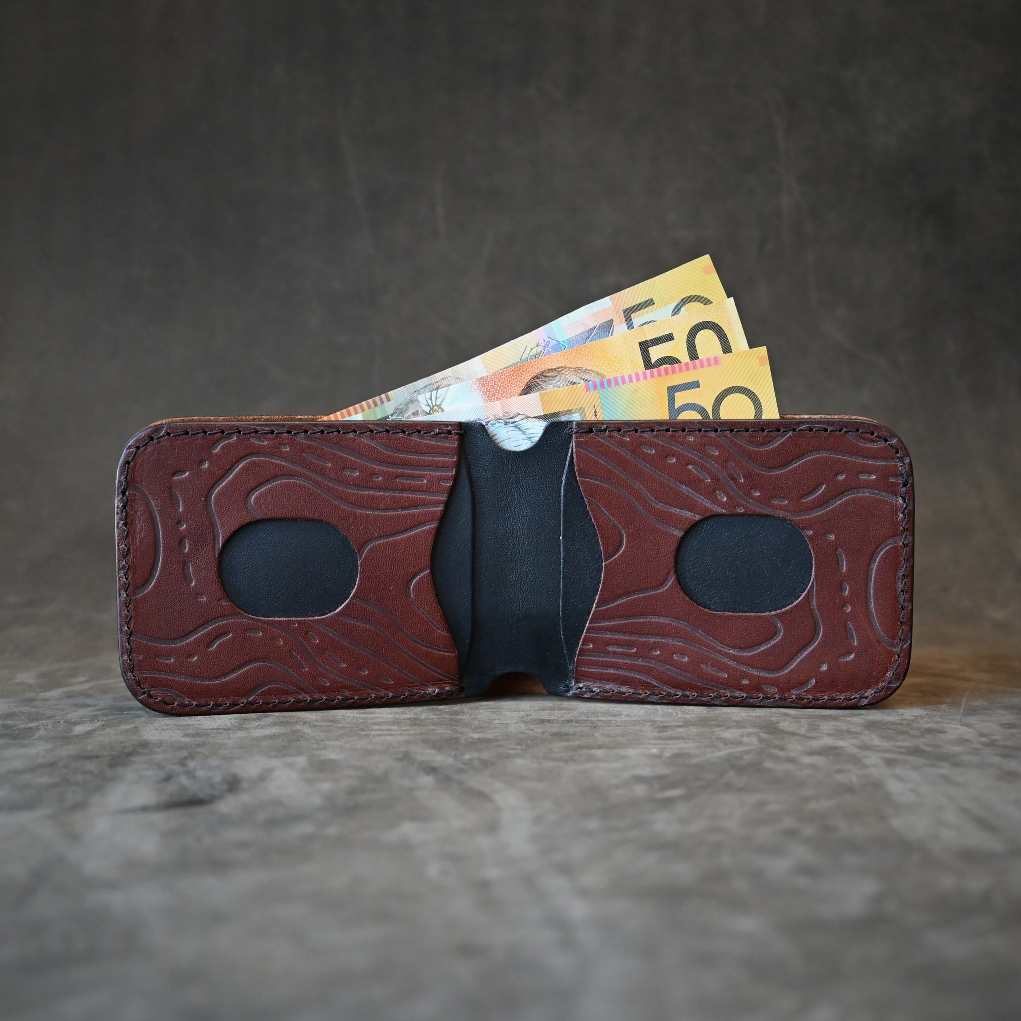 Ghost Leather Topographic Themed Bifold 2.0 Wallet
