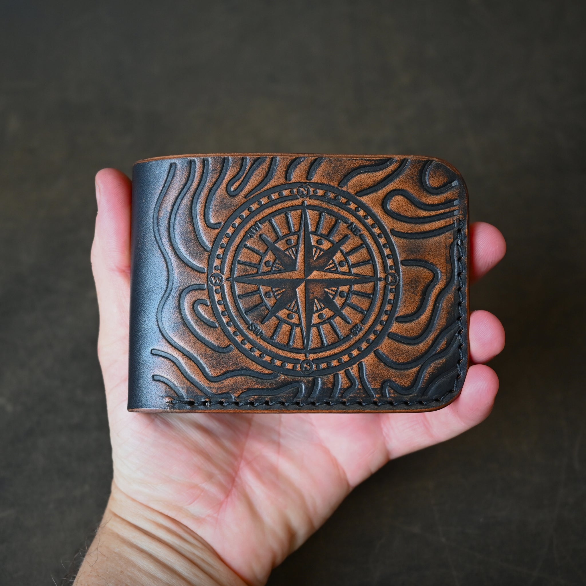 Ghost Leather Topographic Themed Bifold 2.0 Wallet