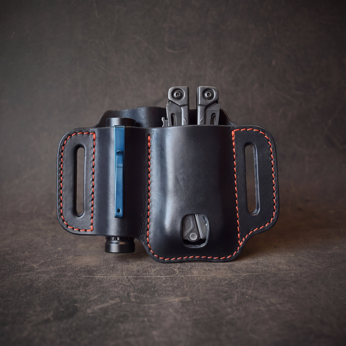 Large Duo Leather Pancake Holster Black & Orange