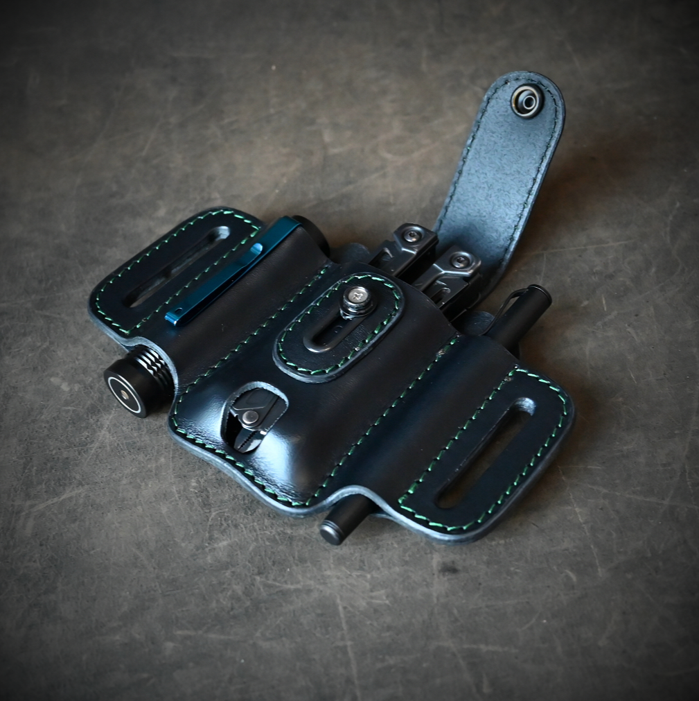 Large Trio EDC Pancake Holster With Keeper Black & Green