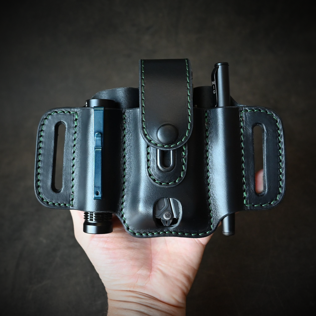Large Trio EDC Pancake Holster With Keeper Black & Green