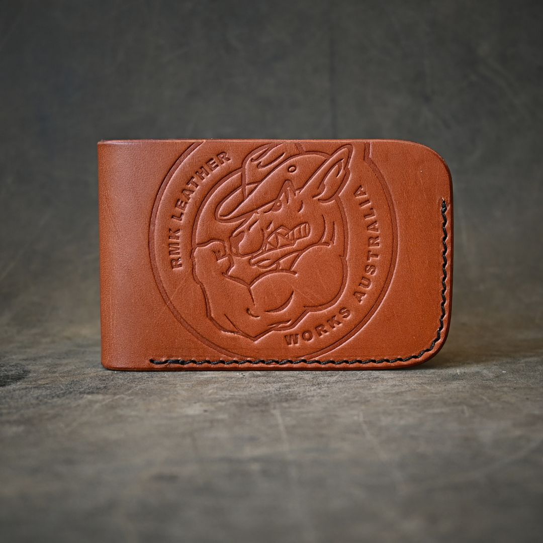RMK Logo Minimalist Bifold Wallet Saddle Tan