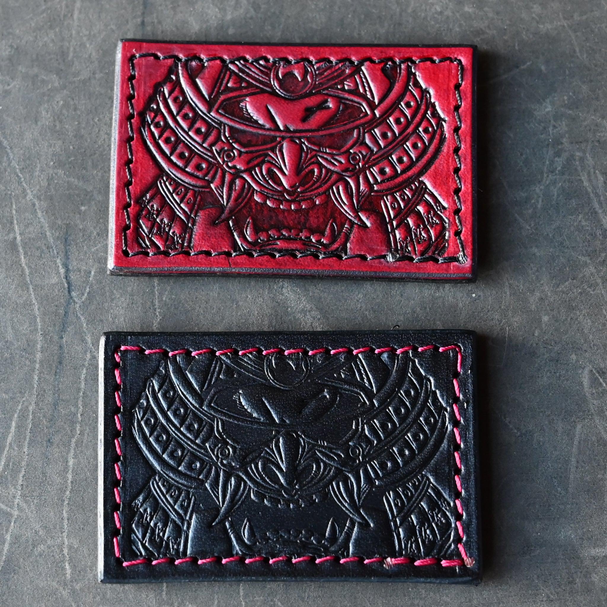 Samurai Mask Leather Patch Rectangle