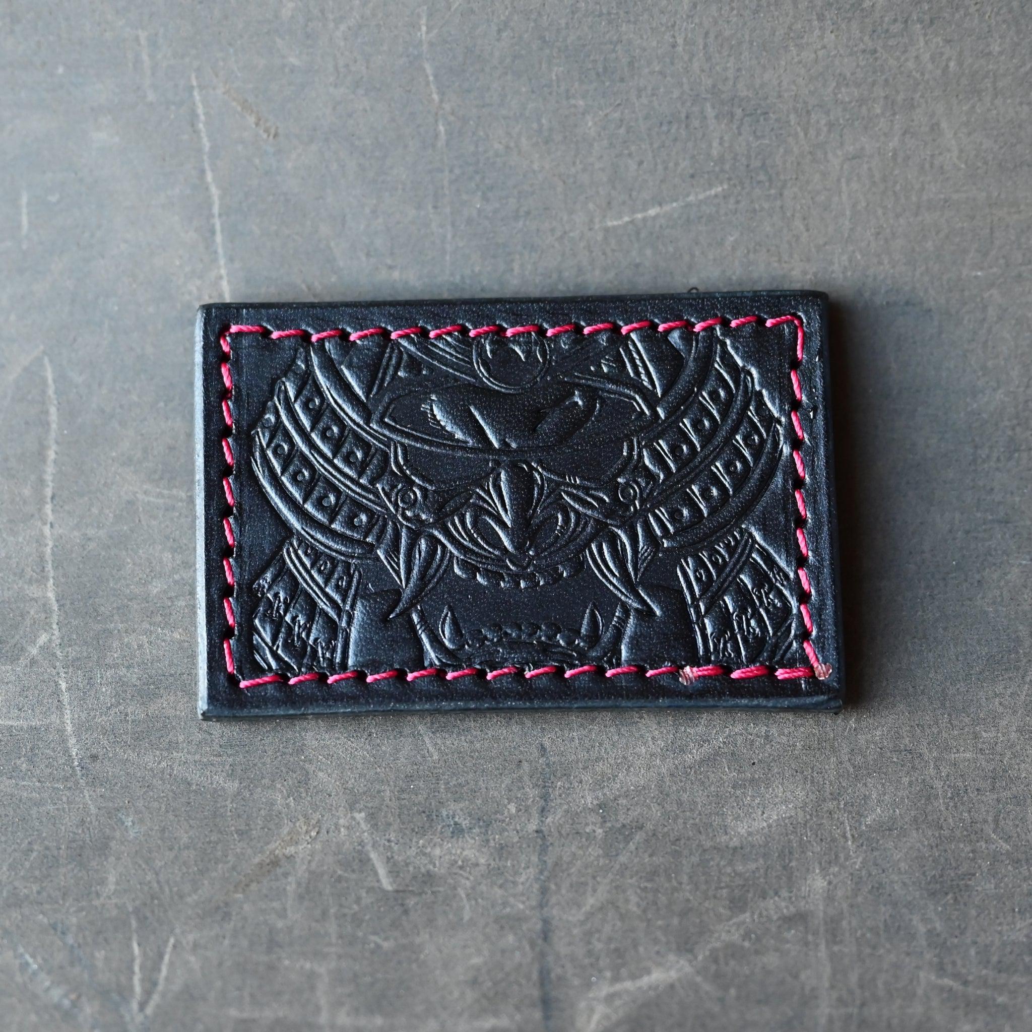 Samurai Mask Leather Patch Rectangle