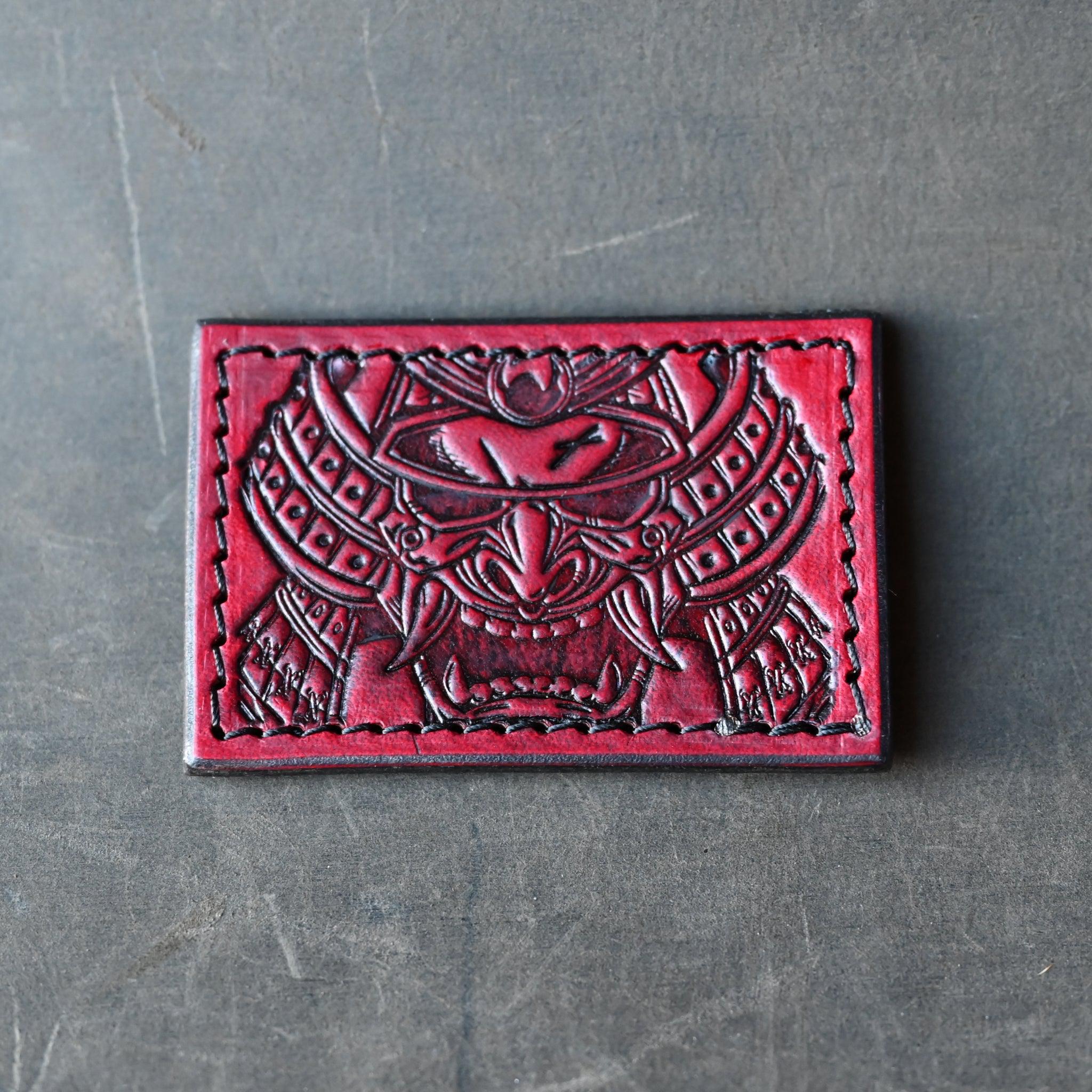 Samurai Mask Leather Patch Rectangle