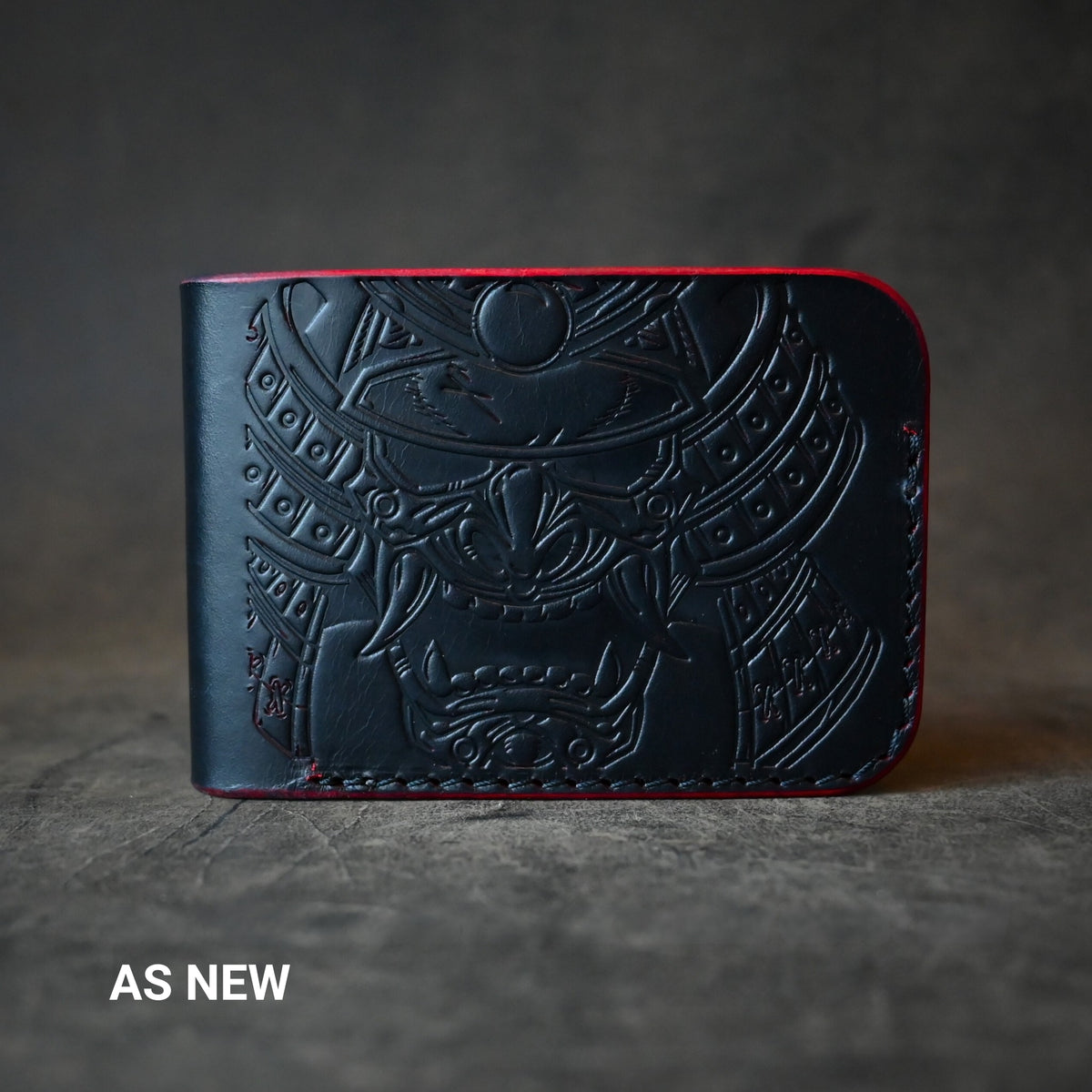 Samurai Mask Themed Bifold 2.0 Wallet Ghost Leather Black Cherry Ghost
