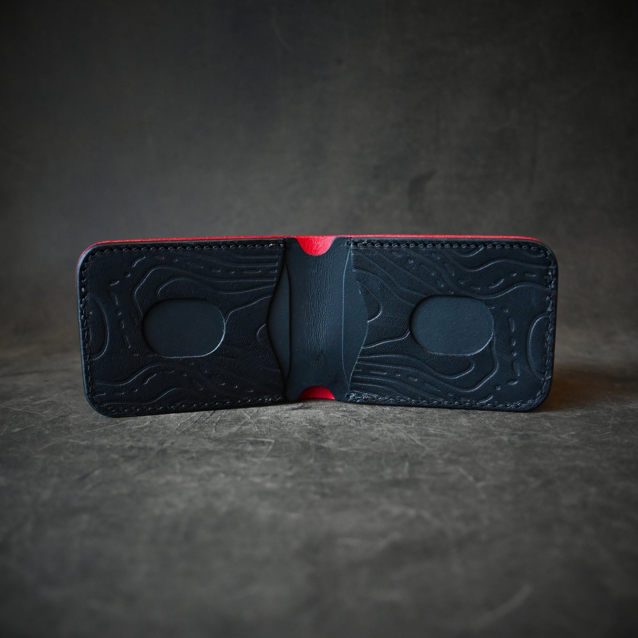 Samurai Mask Themed Bifold Wallet Ghost Leather Black Cherry Ghost
