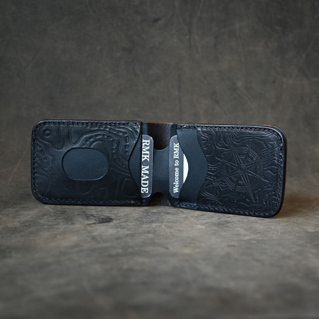 Topo Themed Minimalist Bifold Wallet Dark Brown