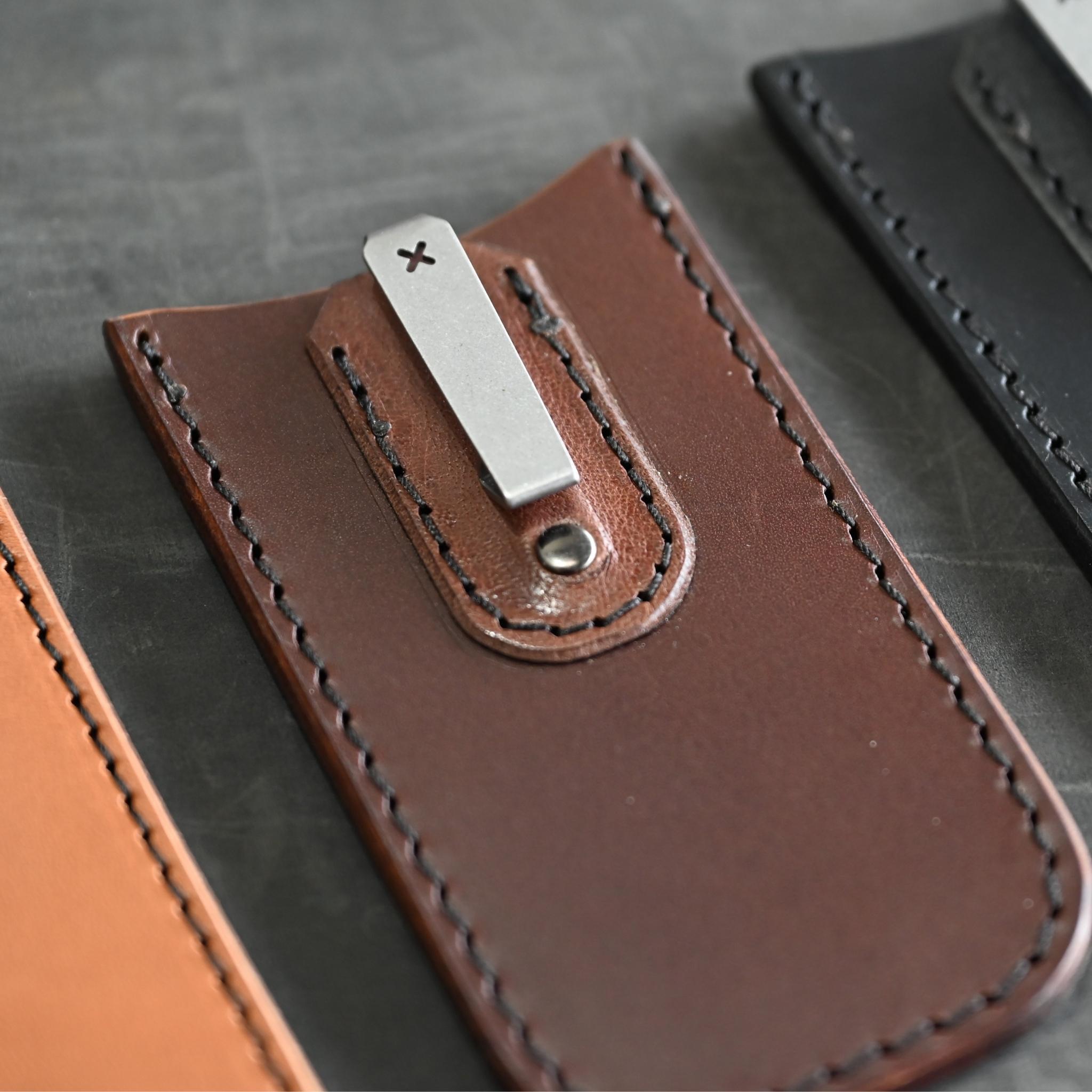 Clipped Leather Pocket Slip