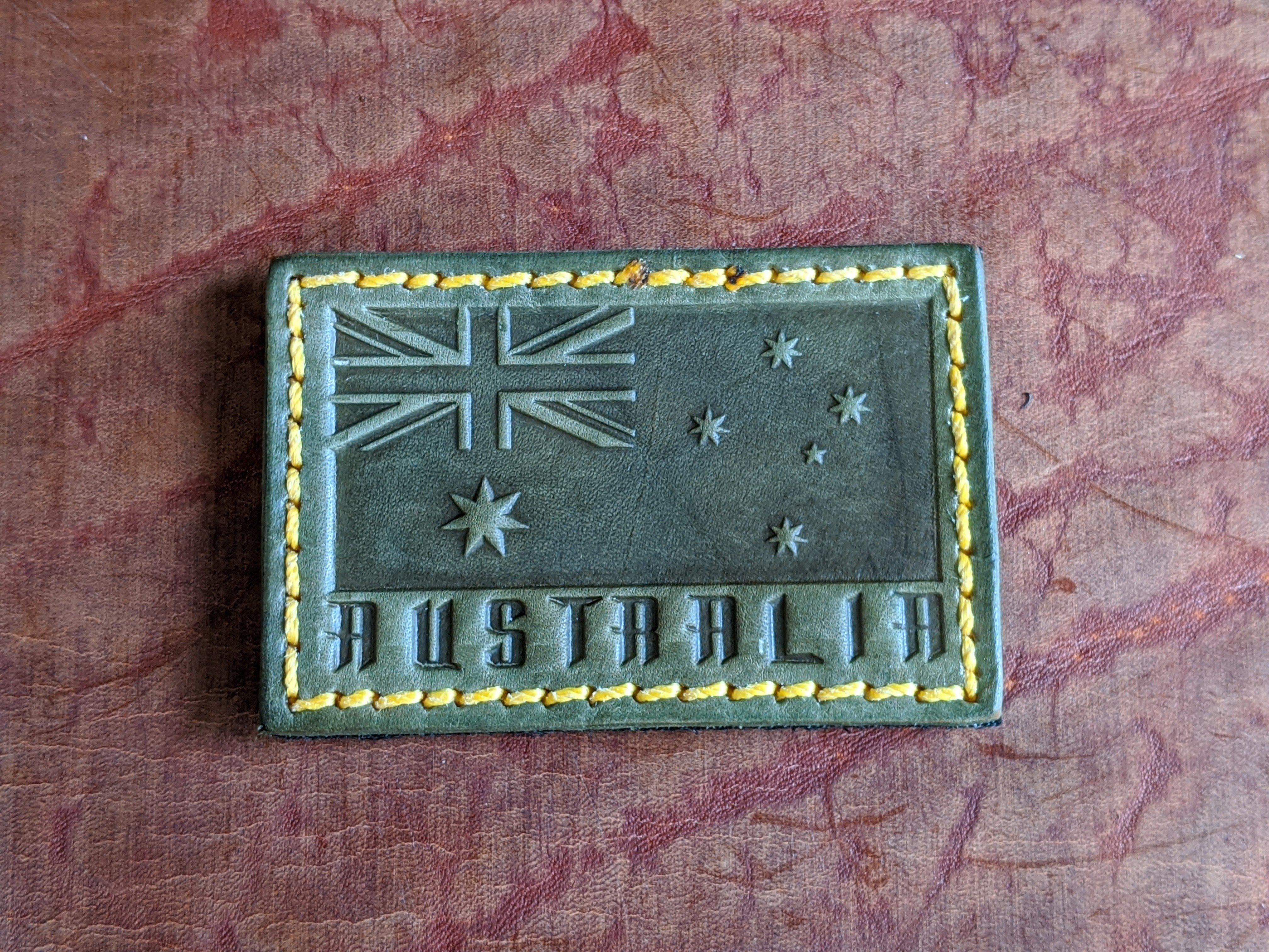 RMK Green & Gold Australian national flag leather patch