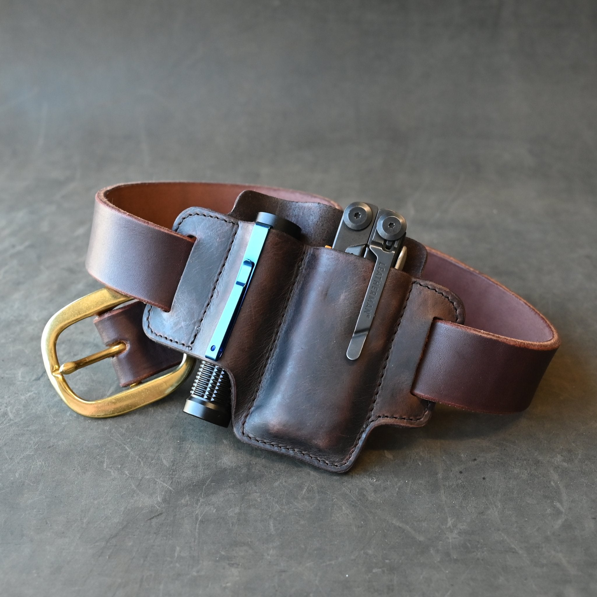 Leather Belt and Multi-tool holster
