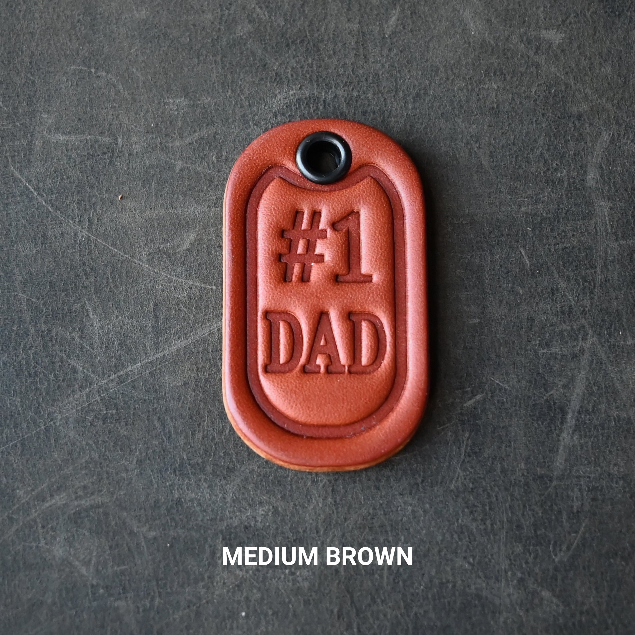 #1 Dad Leather Key Tag