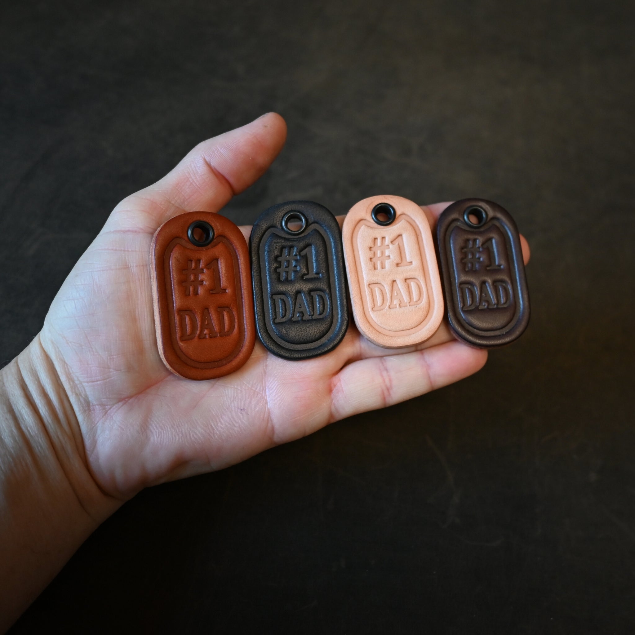 #1 Dad Leather Key Tag