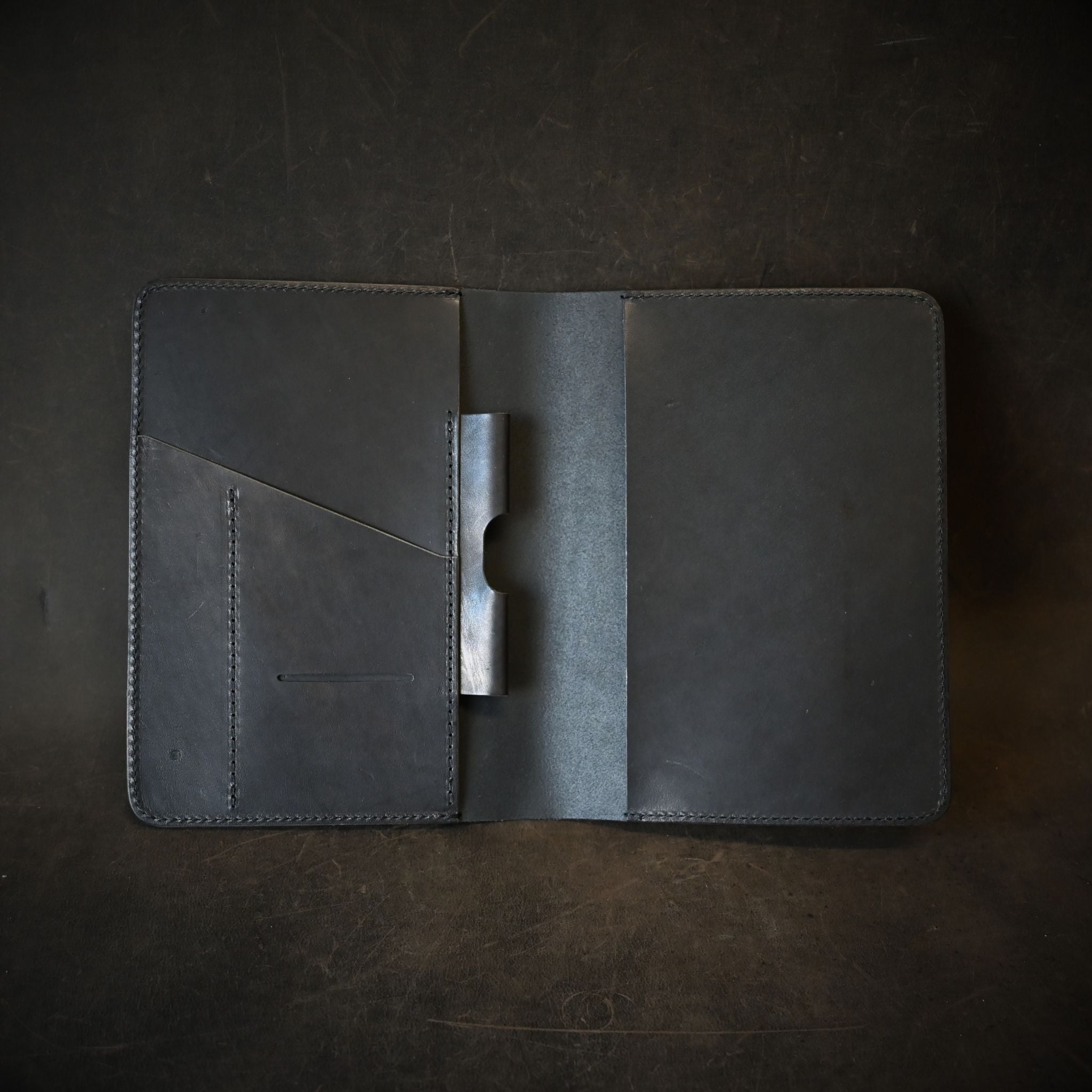 A5 Leather Notebook Cover Black on Black