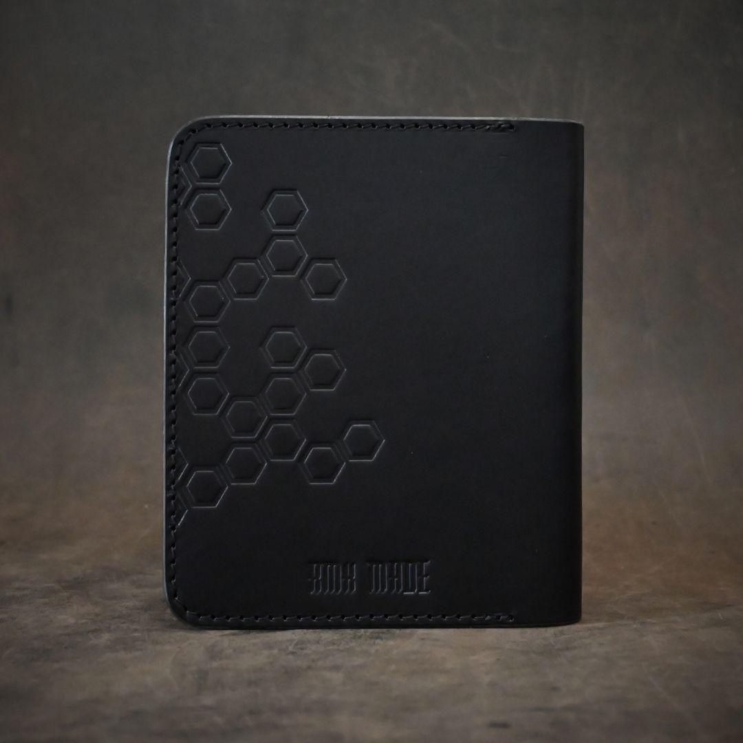 A6 Leather Notebook Cover Black Hexagon