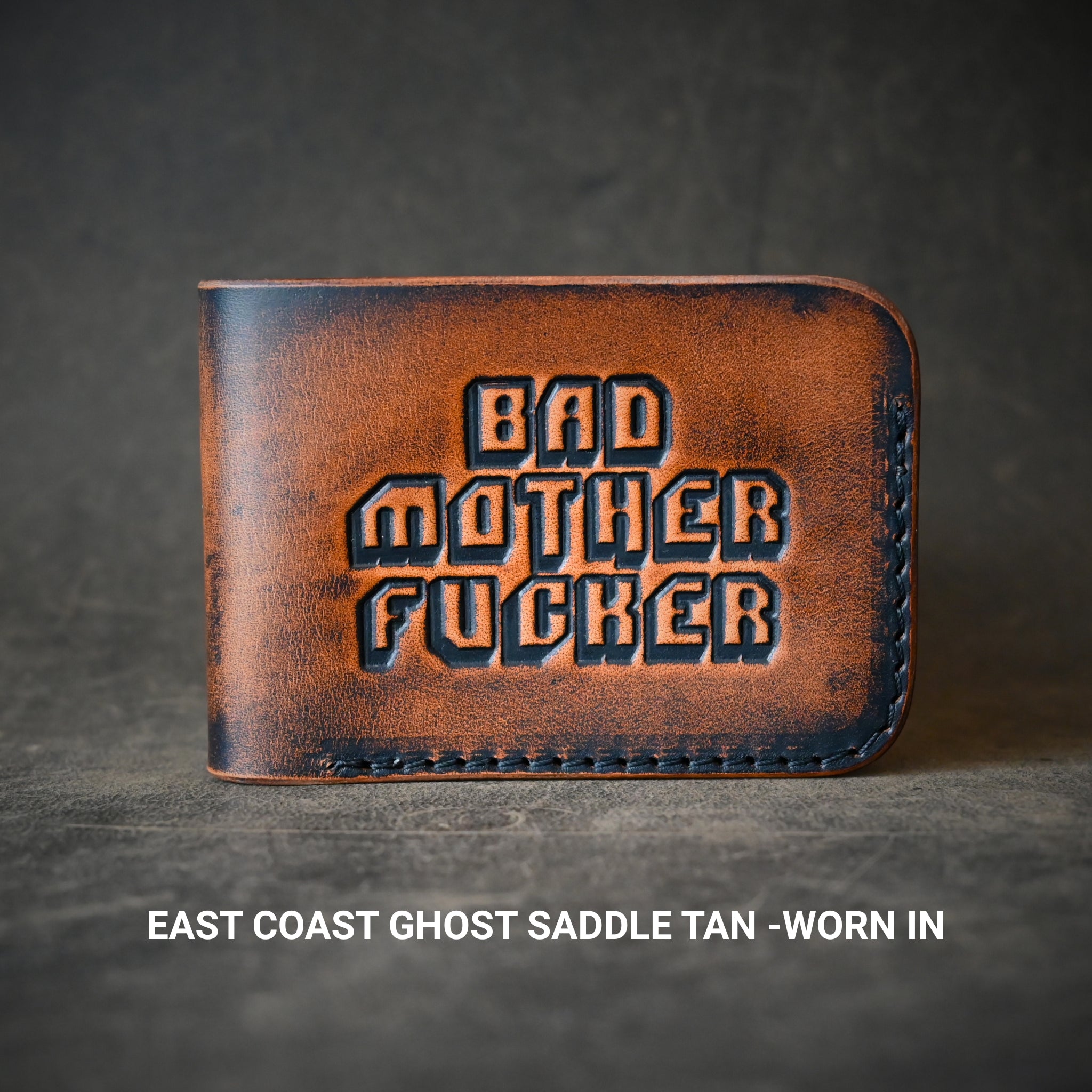 Bad Mofo Themed Bifold Wallet Ghost Leather Saddle Tan