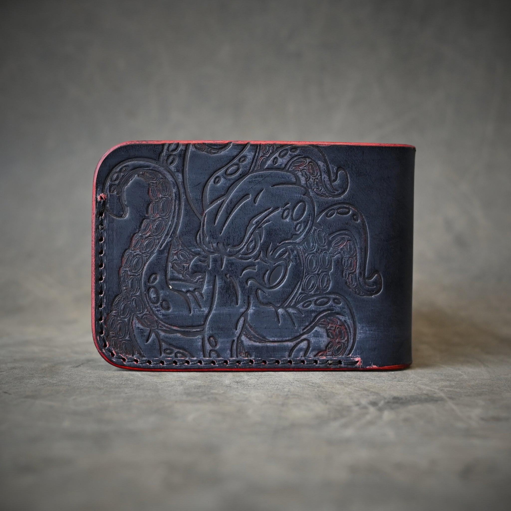 Bifold 2.0 Leather Wallet - Black Cherry Ghost Octopus