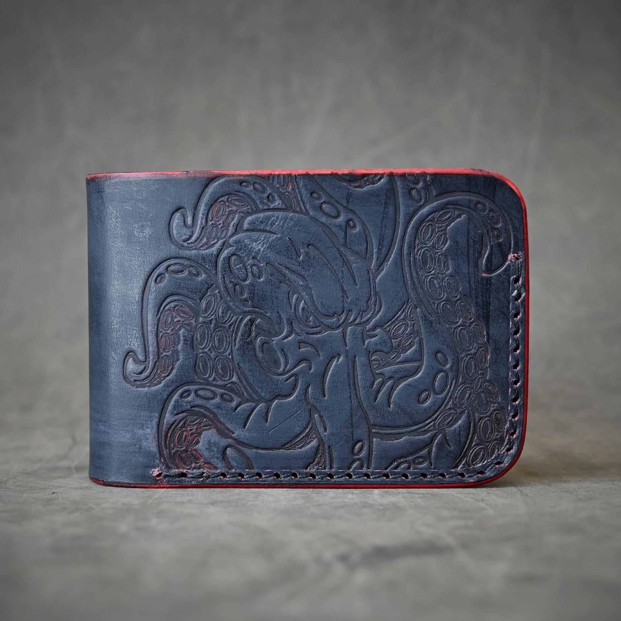 Bifold 2.0 Leather Wallet - Black Cherry Ghost Octopus