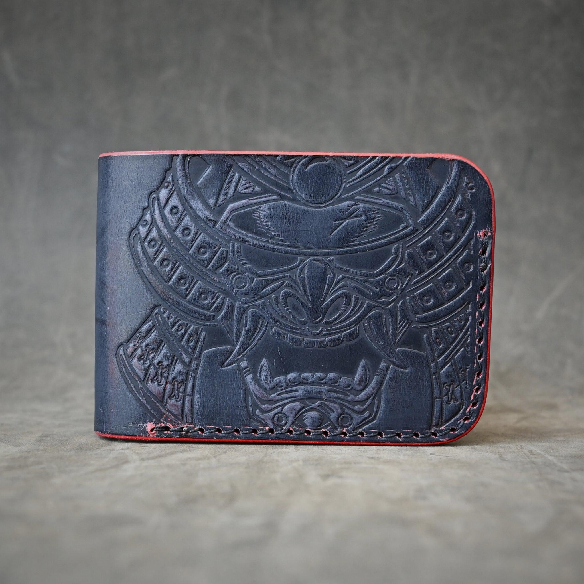 Bifold 2.0 Leather Wallet - Black Cherry Ghost Samurai Mask