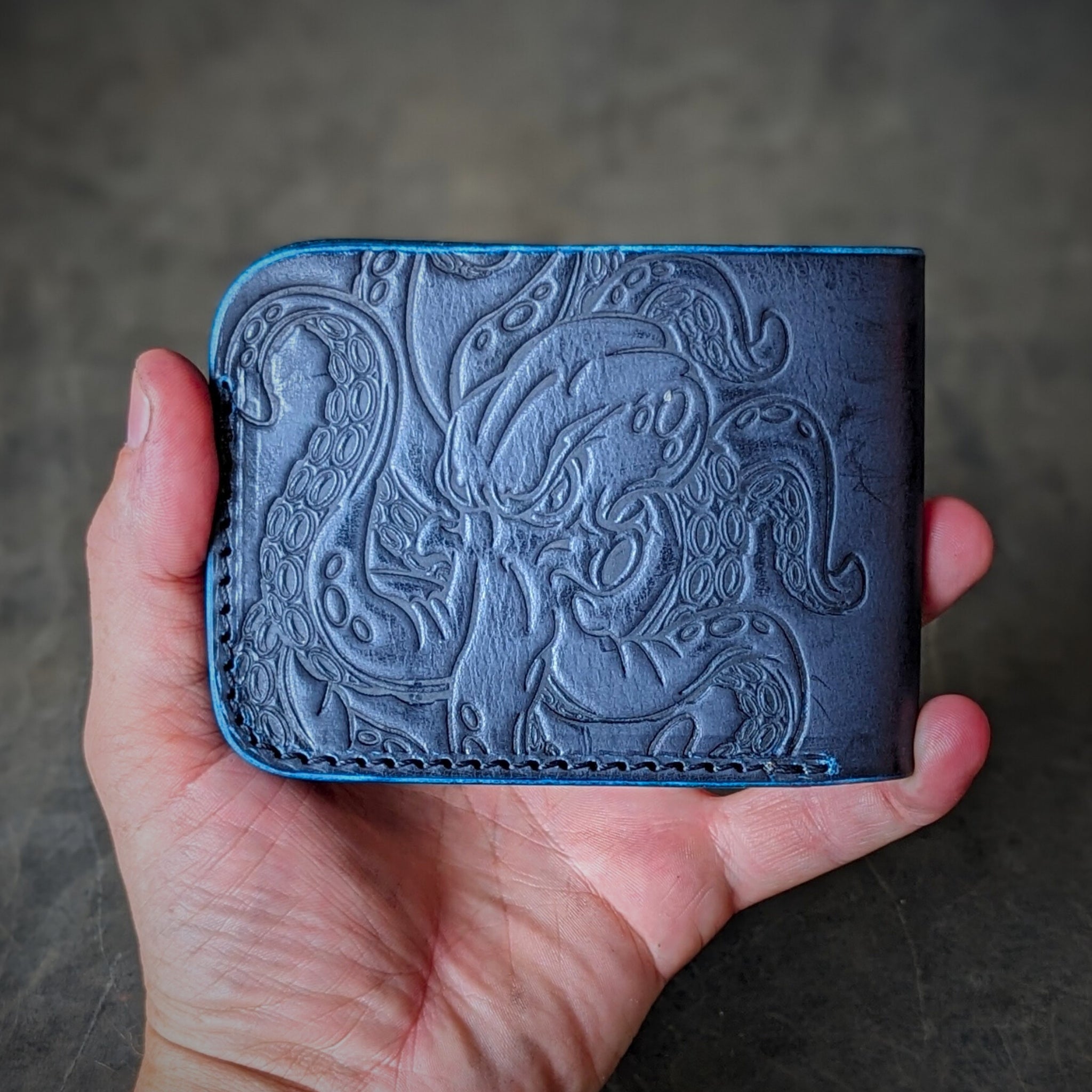 Bifold 2.0 Leather Wallet - Blue Ghost Octopus