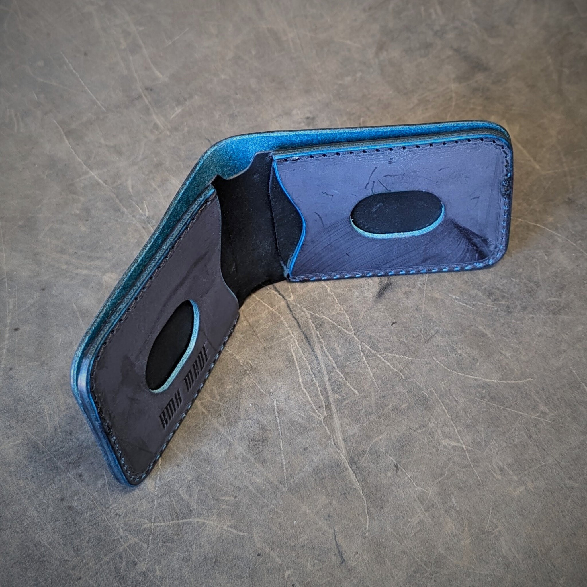 Bifold 2.0 Leather Wallet - Blue Ghost Samurai Mask