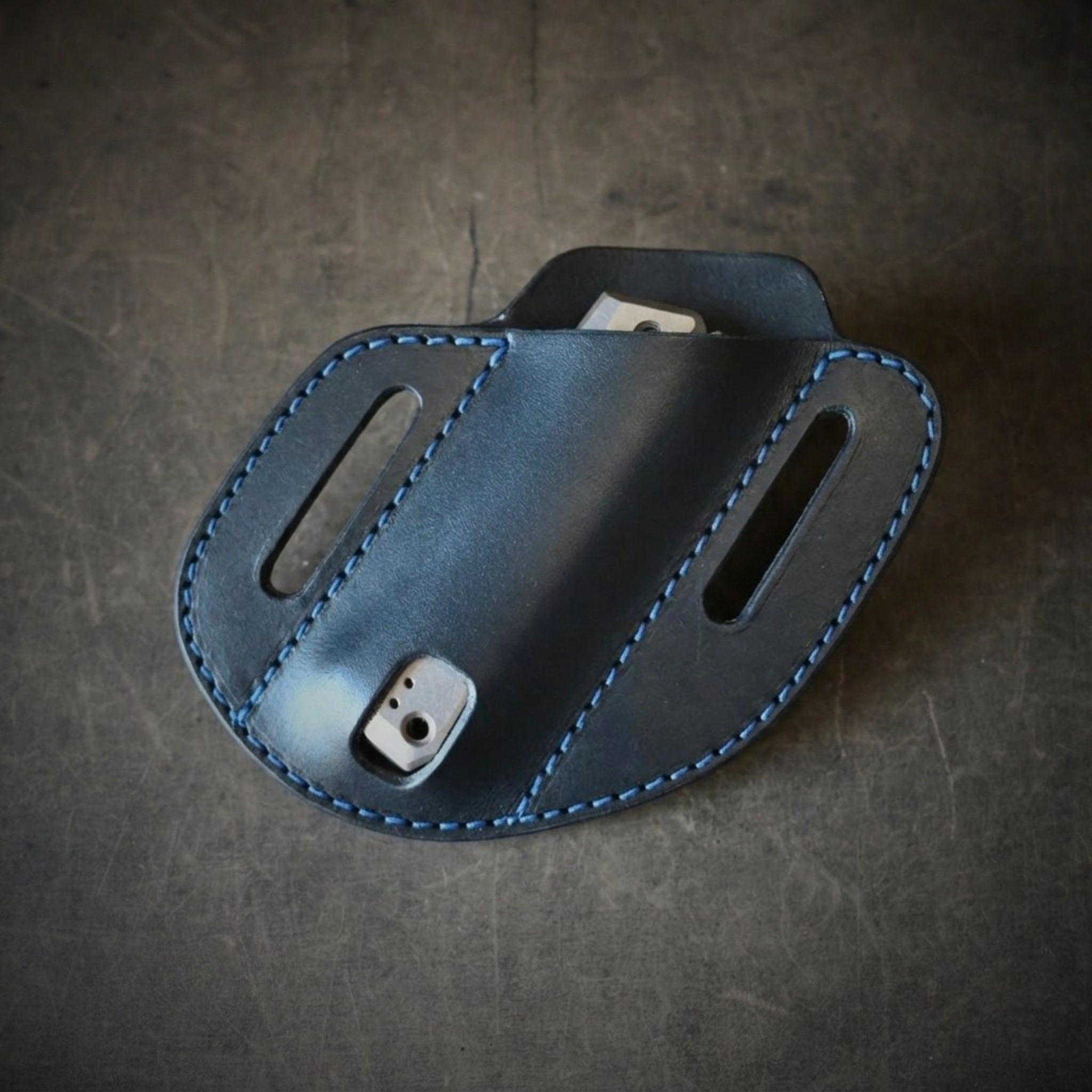 Canted Leather Pancake Holster Black & Blue