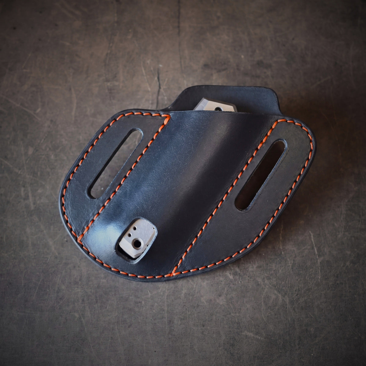 Canted Leather Pancake Holster Black & Orange