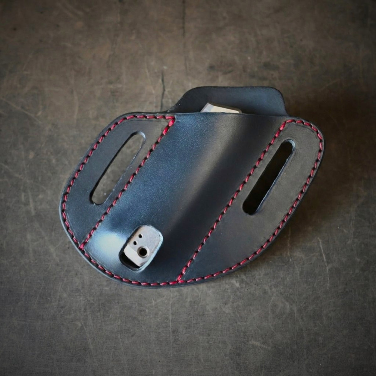 Canted Leather Pancake Holster Black & Red