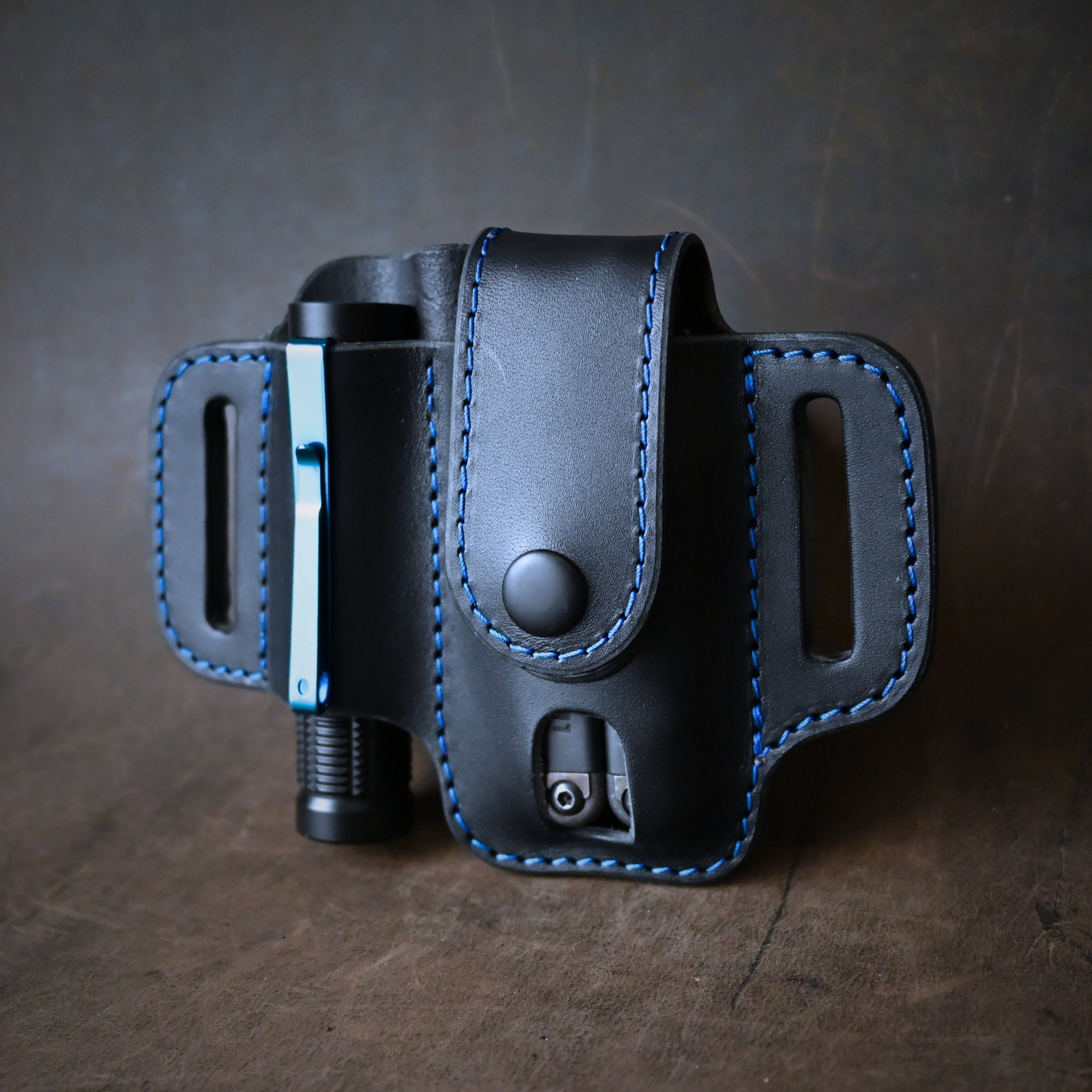 Compact Duo EDC Pancake Holster With Keeper Black & Blue