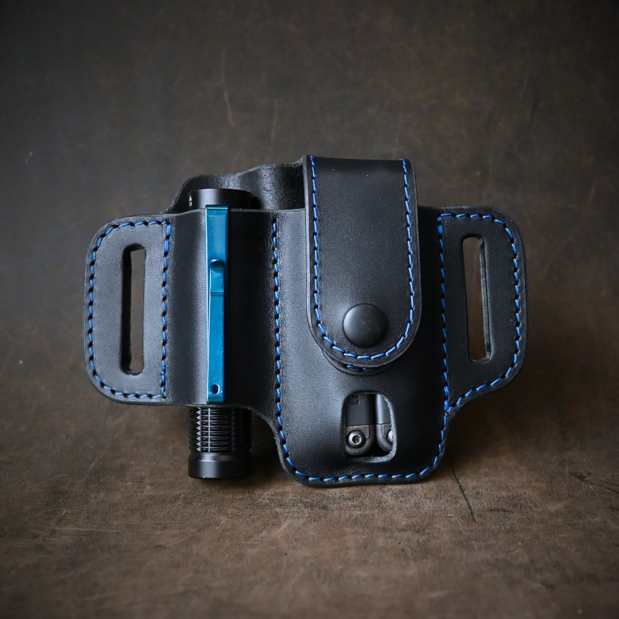Compact Duo EDC Pancake Holster With Keeper Black & Blue