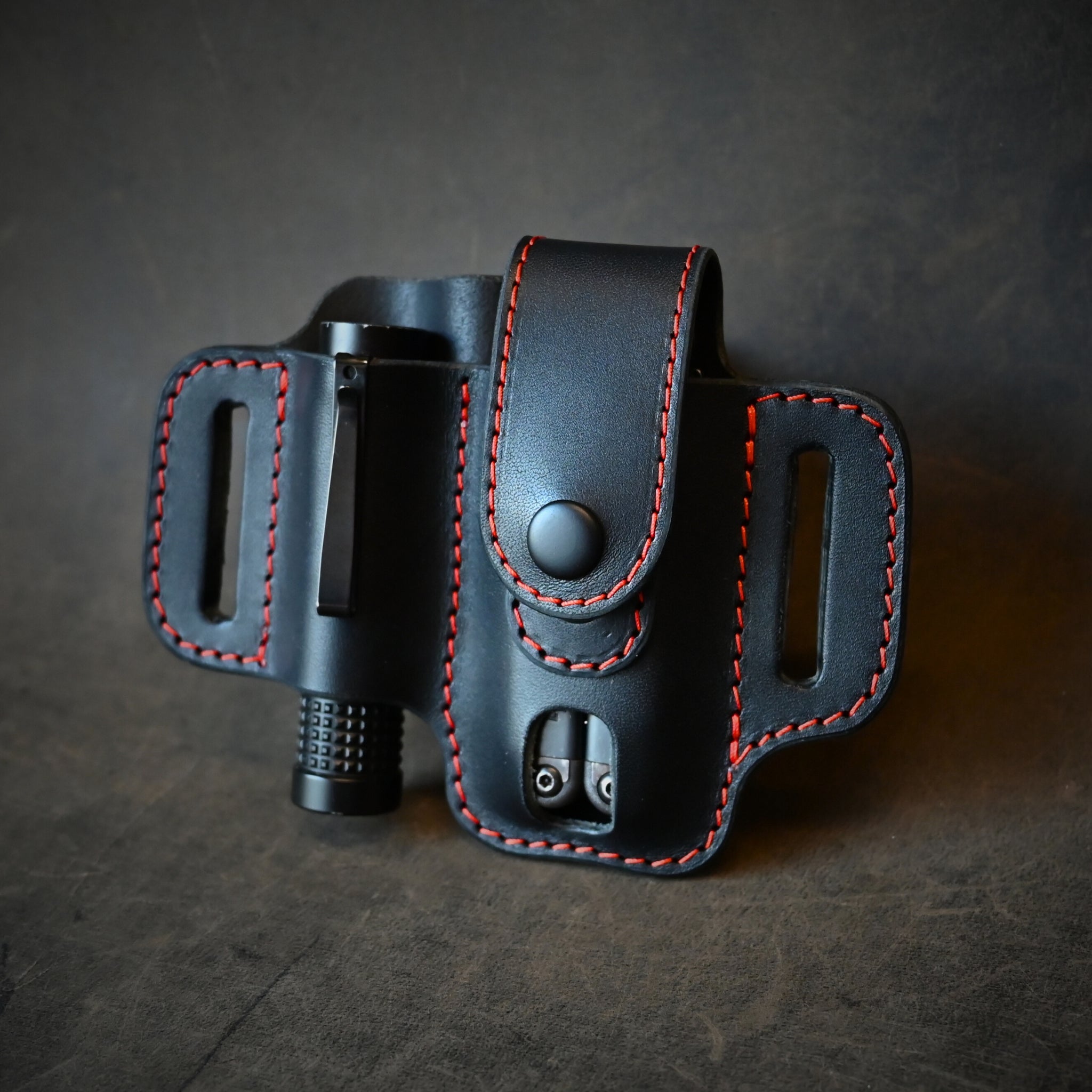 Compact Duo EDC Pancake Holster With Keeper Black & Orange