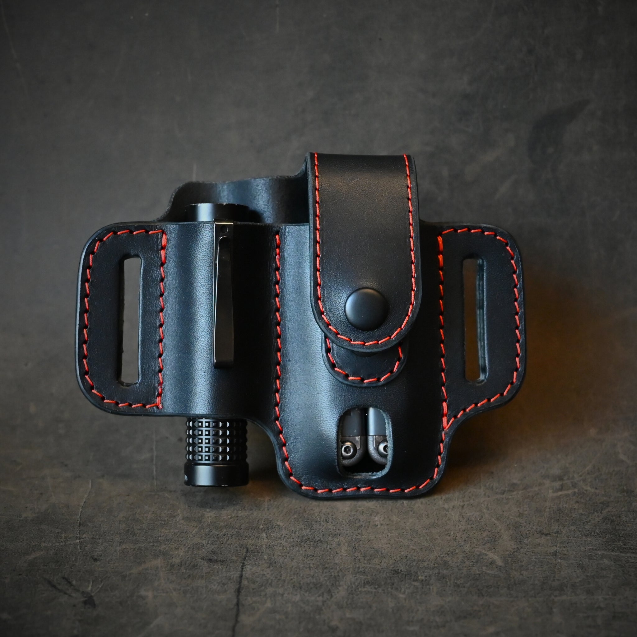 Compact Duo EDC Pancake Holster With Keeper Black & Orange