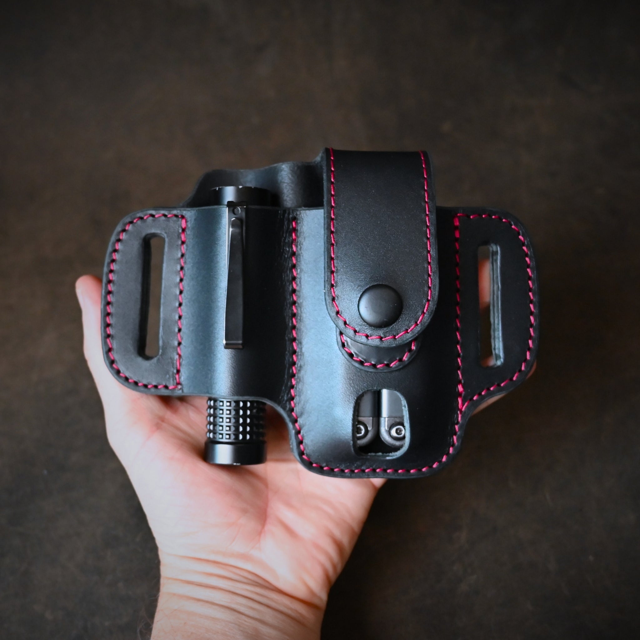 Compact Duo EDC Pancake Holster With Keeper Black & Red