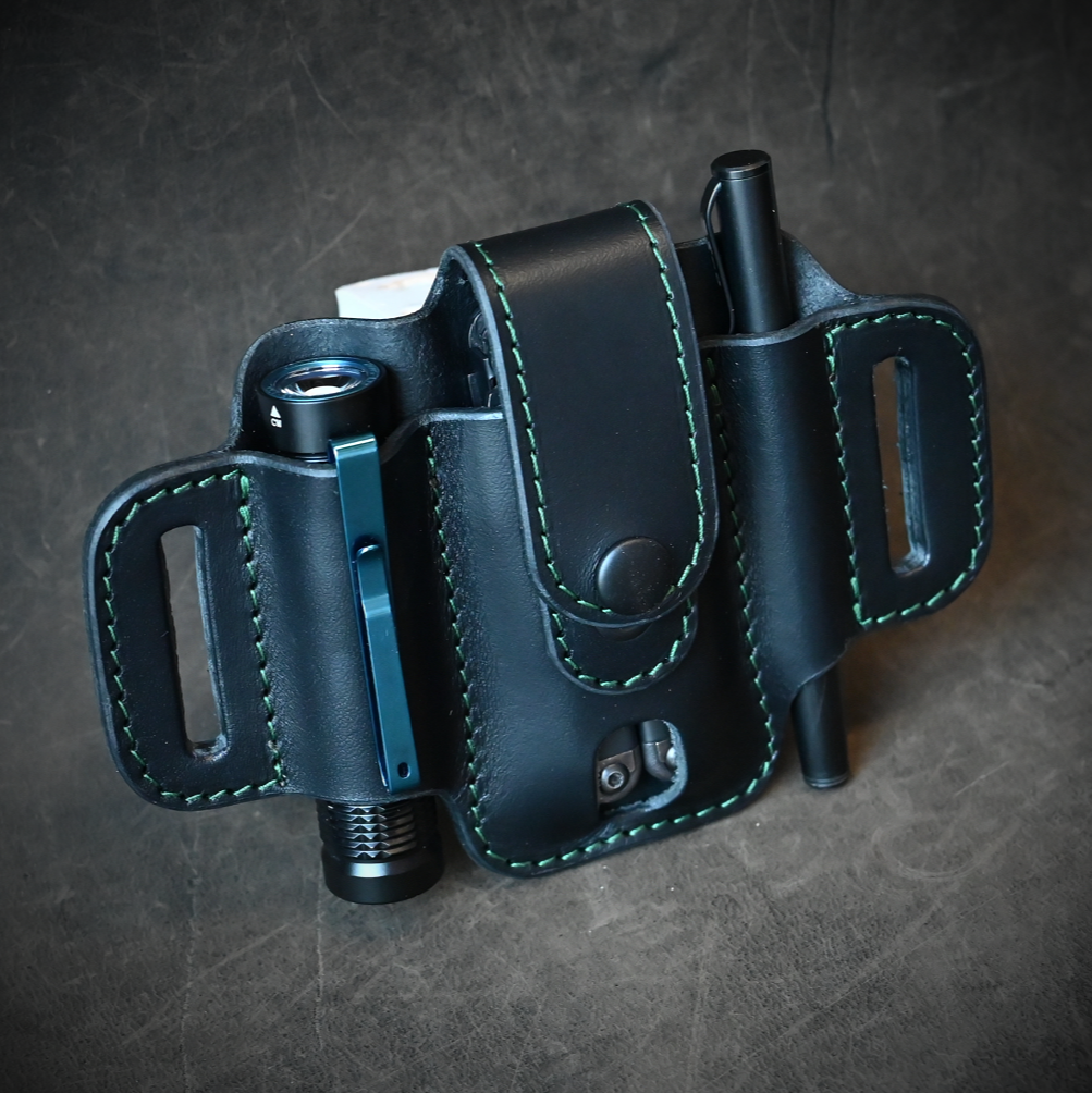 Compact Trio EDC Pancake Holster With Keeper Black & Green