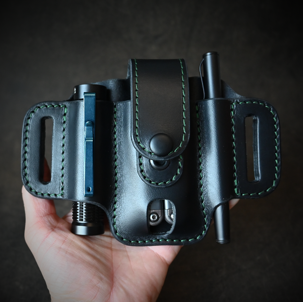 Compact Trio EDC Pancake Holster With Keeper Black & Green