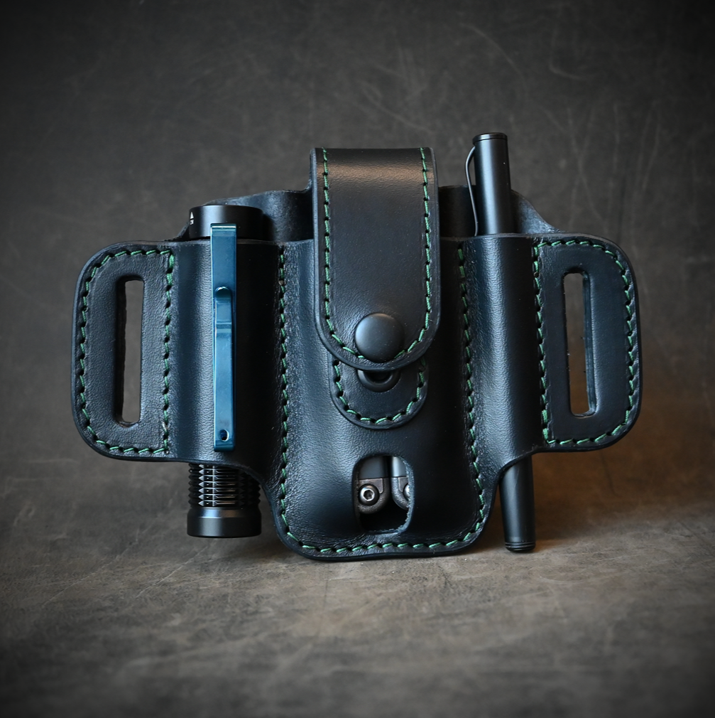 Compact Trio EDC Pancake Holster With Keeper Black & Green